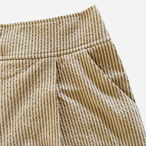 Veronica Beard Haina Seersucker Pleated Shorts Khaki White 6 NWT - Picture 11 of 16